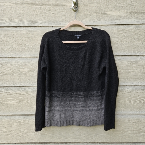 Eileen Fisher black gray ombre sweater yak wool silk blend PL LP petite large - Picture 1 of 5
